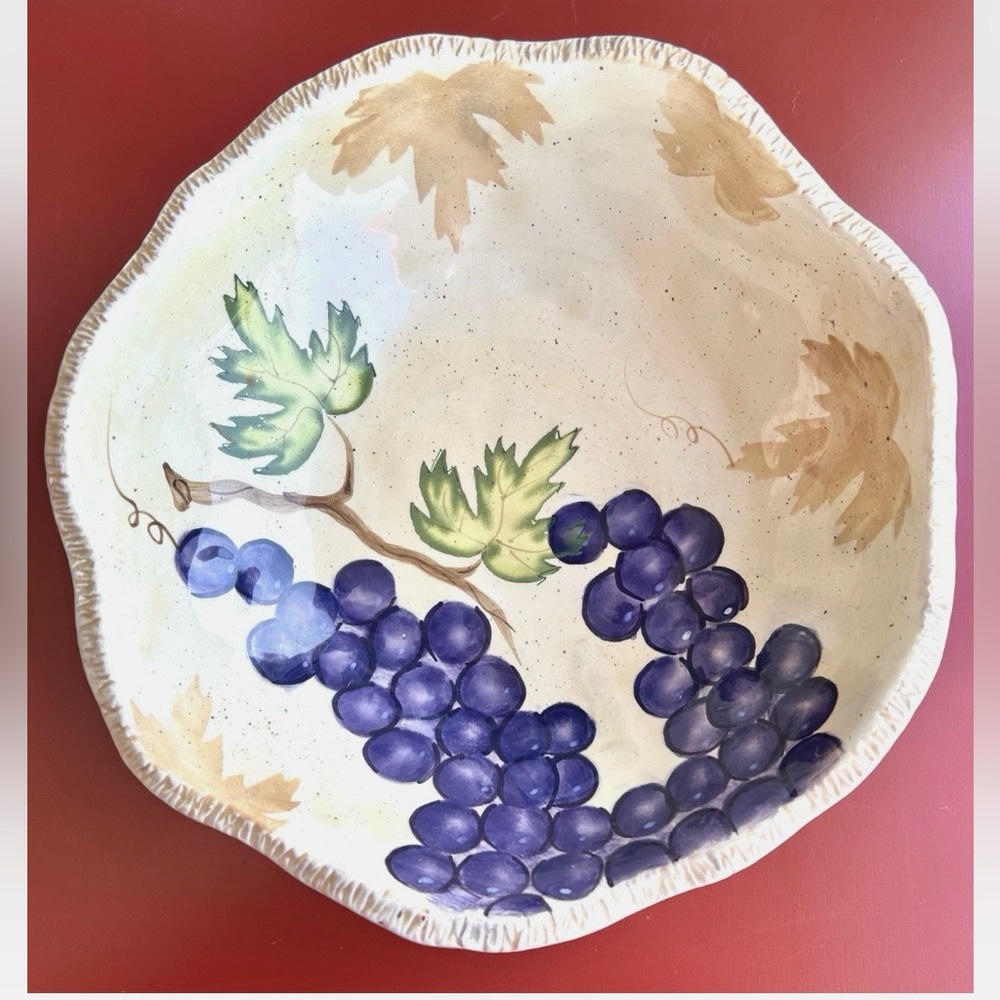 SALE! Bella Casa by Ganz Purple Grape Cluster Chip’n Dip Salad Serving Bowl 9”